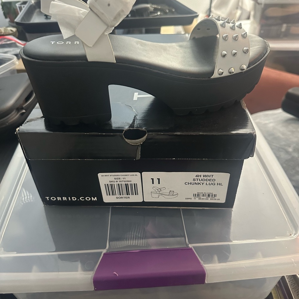 Torrid Black and White Studded Platform Sandals